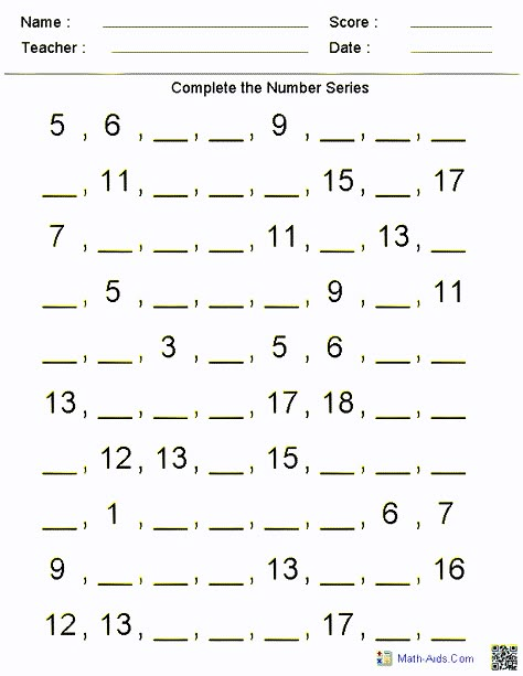 worksheets, you can input the range or type and they create a worksheet Number Series Worksheets, Number Sequence Worksheet, Kindergarten Math Patterns, Number Patterns Worksheets, Pattern Worksheets For Kindergarten, Mental Maths, Maths Worksheet, Math Addition Worksheets, First Grade Math Worksheets