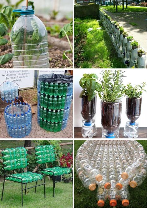 Useful Plastic Bottle Garden... - Home & Garden Decor Water Bottle Crafts Diy, Plastic Bottle Garden, Garden Ideas With Plastic Bottles, Plastic Bottle Greenhouse, Water Bottle Crafts, Amazing Craft Ideas, Recycling Plastic, Recycled Products, Plants In Bottles