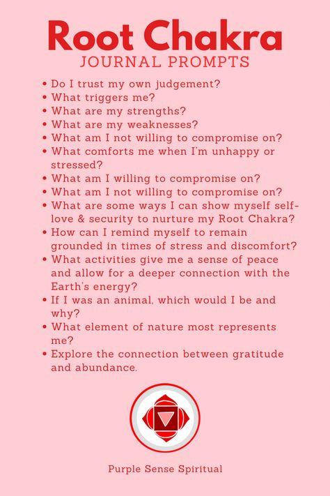 Shadow Questions To Develop Root Chakra, Shadow Work For Root Chakra, Root Chakra Prompts, Root Chakra Meals, Root Chakra Healing Journal Prompts, Root Chakra Blockage Symptoms, Root Chakra Shadow Work, Root Chakra Shadow Work Prompts, Root Chakra Journal Prompts