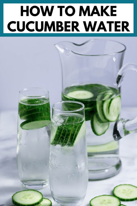 Wondering how to make cucumber water? This recipe shows you exactly how to make delicious cucumber-infused water. It's such a simple and refreshing way to elevate your water for all your hydration needs! Diy Cucumber Water, How To Make Cucumber Water, How To Make Cucumber Water Recipes, What Does Cucumber Water Do For You, Water With Cucumber And Lemon, Cucumber Lemon Mint Water Recipe, Cucumber Water Recipe, Cucumber Infused Water, Mini Cucumbers