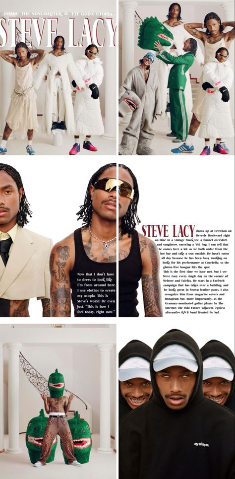 Black Magazine Layout, Black Magazine, Steve Lacy, Music Artist, Magazine Layout, Indie Fashion, Magazine Art, Music Poster, Personal Branding