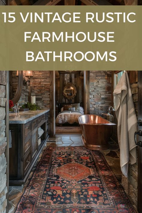 Country-style rustic farmhouse bathroom ideas for your home. Mountain Home Bathrooms, Country Farm Bathroom Ideas, Log Cabin Bathrooms Master Suite, Country Bathroom Ideas Farmhouse, Country Farmhouse Bathroom Ideas, Cabin Bathroom Ideas, Country Bathroom Ideas Rustic, Farmhouse Bathrooms, Country Farmhouse Bathroom