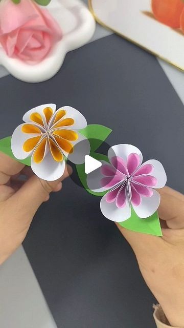 Flower Art For Kids, Diy Flowers Paper, 2024 Title, Flower Crafts For Kids, Flower Crafts Kids, Kids Handicraft, Paper Flowers Diy Easy, Origami Rose, Easy Paper Flowers