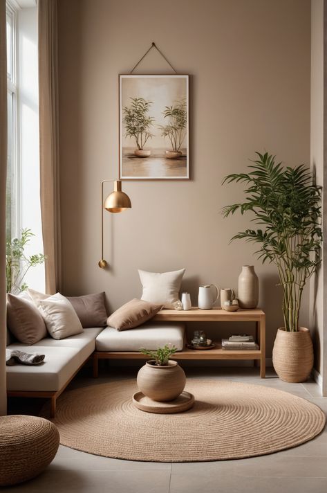 10 Ideas and Inspiration for Zen Style Coffee Nooks - afullmug.com Office Zen Room, Zen Yoga Room Ideas Home, Plant Corner Living Room, Zen Office Ideas, Zen Office Space, Small Yoga Room, Coffee Nooks, Zen Meditation Room, Work Wellness