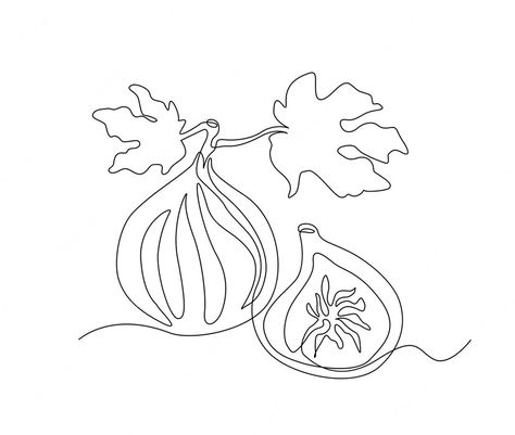 Fruit Simple Drawing, Fig Tree Drawing Simple, Fig Branch Drawing, Simple Fig Tattoo, Fig Line Drawing, Fig Drawing Simple, Fig Tree Tattoo, Fruit Line Drawing, Fruit Line Art