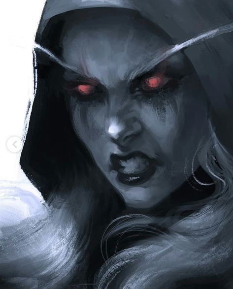 Lady Sylvanas, Banshee Queen, Sylvanas Windrunner, Warcraft Art, Heroes Of The Storm, Black And White Artwork, Dark Elf, Wow Art, Art Style Inspiration