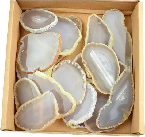 Amazon.com: 30 Pieces Agate Slices Stone Slab 2"-3" in Length for Wedding Name Cards Namecards Place Cards - White/Grey : Home & Kitchen Agate Slices, Wedding Name Cards, Wedding Giveaways, Geometric Wedding, Wedding Name, Agate Slice, Wedding Places, Wedding Place Cards, Name Cards