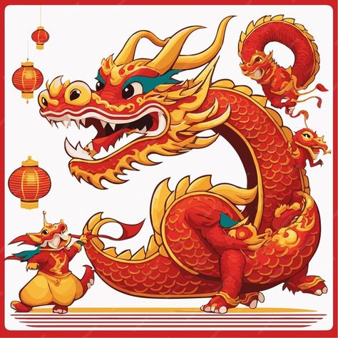 Premium Vector | Dragon lunar new year 2024 illustration Lunar New Year Dragon Illustration, Dragon Lunar New Year Design, Lunar Year 2024, Lunar New Year Dragon, 2024 Illustration, Dragon Comic, Asian Dragon, Lunar Year, Dragon Illustration