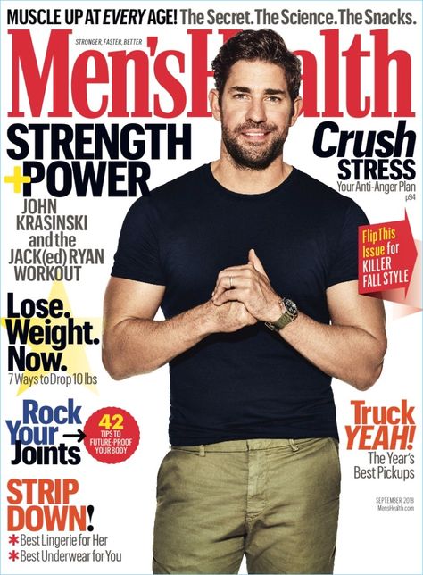 John Krasinski | Men’s Health | 2018 | Cover | Photo Shoot | The Fashionisto Men's Health Magazine, Magazine Cover Ideas, Health Magazine Cover, Mens Health Magazine, Killer Workouts, John Krasinski, Muscle Up, Health Lessons, Snacks For Work