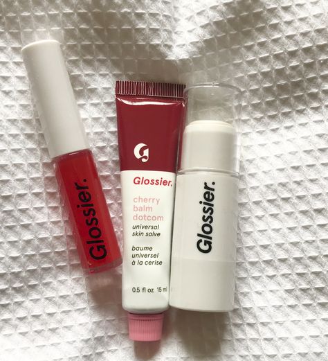 Coquette Lip Balm, Red Skincare Products, Glossier Lip Balm Aesthetic, Red Skin Care, Red Skincare, Red Lip Balm, Glossier Lip, Lips Balm, Flawless Makeup Look