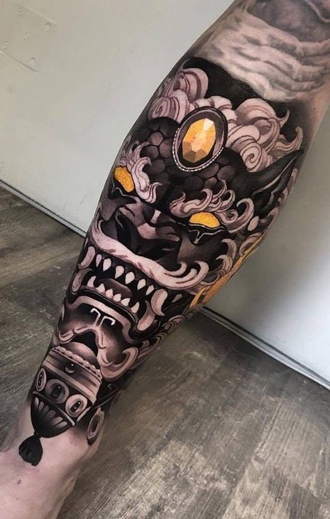 Foo Dog Tattoo Meaning, Tato Geisha, Foo Dog Tattoo Design, Tato Maori, Japanese Leg Tattoo, Japanese Tattoos For Men, Foo Dog Tattoo, Full Leg Tattoos, Japan Tattoo Design