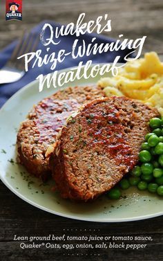 Who knew there were oats in meatloaf? Try Quaker's Prize-Winning Meatloaf recipe and you'll see why. This dinner table surprise will leave everyone satisfied with smiles from ear to ear. Oatmeal Meatloaf Recipes, Quaker Meatloaf, Prize Winning Meatloaf, Meatloaf Ideas, Meatloaf With Oats, Gourmet Meatloaf, Meatloaf Oatmeal Recipe, Meatloaf With Oatmeal, Tartiflette Recipe