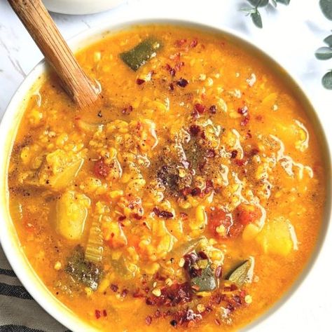 Ayurvedic Kitchari with Coconut Milk - The Herbeevore Ayurvedic Recipes Dinner, Ayurvedic Fall Recipes, Ayurveda Soup Recipes, Ayurvedic Post Partum Recipes, Ayurvedic Oatmeal, Ayurvedic Soup, Ayurveda Kitchari, December Intentions, Kitchari Recipe Ayurveda