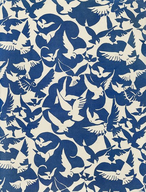 Pigeons in white and blue (1928) pattern in high resolution. Original from the Rijksmuseum. Digitally enhanced by rawpixel. | free image by rawpixel.com / Rijksmuseum (Source) Free Illustration Images, Give Peace A Chance, Gold Poster, Vector Background Pattern, Blue Poster, Online Posters, Bird Patterns, Vintage Cat, William Morris