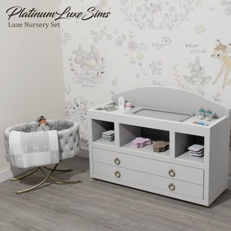 Changing Table Cc Sims 4, Sims 4 Nursery Cc Decor, Sims Cc Baby Furniture, Sims 4 Cc Basinet, Functional Crib Sims 4 Cc, Sims4 Crib, Sims 4 Cc Functional Changing Table, Sims4 Nursery Cc, Sims Nursery Cc