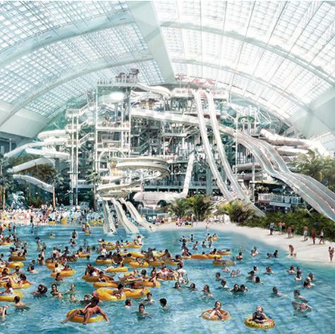 It's got a theme park, water park, and shopping center. Shaded Garden, Fake Fire, Indoor Water Park, Hudson County, Luxury Mansions, Aqua Park, Park Design, Great Wolf Lodge, Indoor Waterpark