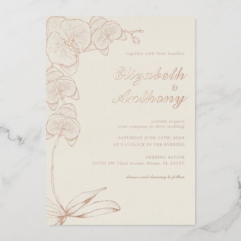 Elegant Botanical Orchid Wedding  Foil Invitation  Zazzle Orchid Invitation, Zazzle Wedding, Orchid Wedding, Wedding Anniversary Invitations, Anniversary Invitations, Foil Invitations, Invitation Wedding, Wedding Card, Invitation Cards