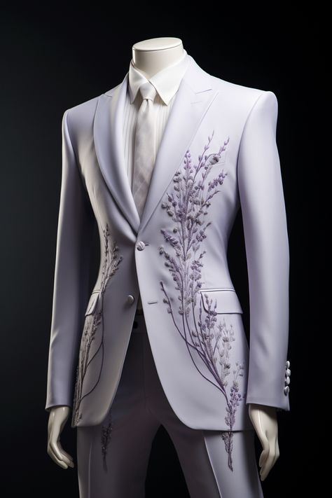 Lavender Suit, Wedding Suits Men Blue, Tambour Embroidery, Purple Design, Purple Accents, Hand Embroidery Design Patterns, Wedding Suits Men, Fashion Inspiration Design, Cosplay Outfits