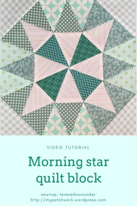 Video tutorial: Morning star quilt block | Sewn up, TeresaDownUnder | Bloglovin’ Morning Star Quilt, Foundation Paper Piecing Templates, Patchwork Tutorial, Block Quilts, Kaleidoscope Quilt, Block Quilt, Paper Pieced Quilt, Quilt Care, Texas Star