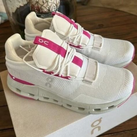 On Cloud Cloudnova Barbie Women Pink Shoes White Shoes On Cloud, Cute Running Shoes, Cloud Shoes, On Running Shoes, Running Sneakers Women, On Clouds, Makeup Must Haves, Shoe Inspo, Size 8 Women