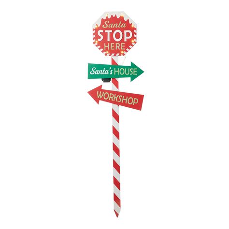 "Buy the Glitzhome® 41.75'' Lighted Santa Stops Here Wooden Yardstake at Michaels. com. Stake it in the ground or lean it against your home to a sense of cheer to your lawn, garden, porch, or patio. This wooden Christmas yardstake features LED lights to brighten up your yard and enhance your holiday décor. The stake showcases themed signs, as well as melting snow on the top of candy cane, showing the guests the sweetness, joy, and significance of Christmas in your home. Multifunctional, it can a Melting Snow, Santa's House, Christmas Yard Art, Wooden Santa, Christmas Yard Decorations, Word Signs, Christmas Yard, Outdoor Holiday Decor, Christmas Store