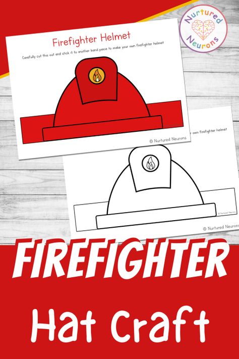 Simple Firefighter Hat Craft - Transport Role Play Printable - Nurtured Neurons Firefighter Hat Craft, Non Screen Activities, Social Communication Skills, Firefighter Hat, Firefighter Crafts, Free Educational Printables, Literacy Games, Community Helper, Crafts For Children