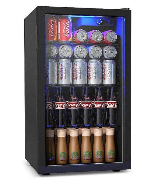 DORTALA 120 Can Beverage Refrigerator and Cooler Mini Fridge with Glass Door for Soda Beer or Wine Small Drink Dispenser Machine for Office or Bar Refrigerator Ideas, Cool Mini Fridge, Drink Fridge, Beverage Fridge, Drink Cooler, Beer Fridge, Soda Drink, Mini Refrigerator, Interior Led Lights