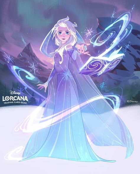 Disney Lorcana Art, Elsa Frozen 2 Fanart, Ice Queen Anime, Elsa Powers, Ice Character Design, Snow Queen Art, Elsa Magic, Disney Frozen Art, Evil Elsa