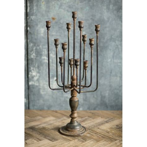 Gracie Oaks Distressed Tall Metal Candelabra | Wayfair Multiple Candle Holder, Dark Eclectic, Floor Candelabra, Candle Candelabra, Multiple Candles, Antiqued Candle Holders, Metal Candelabra, Cottage Style Home, Selling Candles