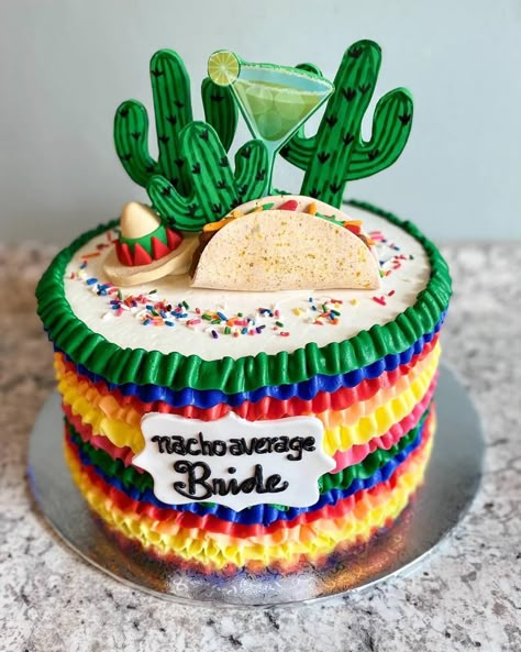 Taco Cakes Ideas, Mexican Bridal Shower Cake, Mexico Theme Cake, Mexican Decorated Cake, Mexico Cake Ideas, Mexican Themed Birthday Cake, Mexican Cake Design, Mexican Theme Cake For Men, Mexican Cake Ideas Birthdays