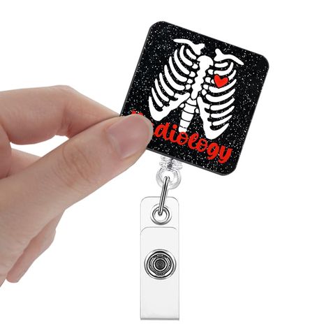 PRICES MAY VARY. 【Product Size】The size of the badge holder is approximately 3.5 x 1.57 inches, retractable to 24 inches, and weighs approximately 0.58 ounces, small and cute, easy to carry. 【High-Quality Material】The material of the badge holder is made of high-quality ABS, serrated crocodile clips and nylon rope. It is safe, heat-resistant, scratch-resistant, strong and not easy to fall off, and each color plate is carefully selected , with glitter, and some swatches have gradient effects. [Pr Clip Funny, Radiology Gift, Gifts For Nurse, Radiology Technician, X Ray Tech, Radiology Tech, Color Plate, Hospital Workers, Xray Tech