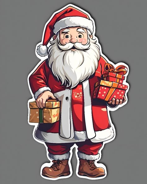 Santa Claus Cute Drawing, Santa Claus Full Body Drawing, Santa Claus Drawing Art, Christmas Santa Drawing, Christmas Santa Claus Drawing, Santa Claus Cartoon, Santa Claus Drawing, Santa Claus And Reindeer, Santa Claus Pictures