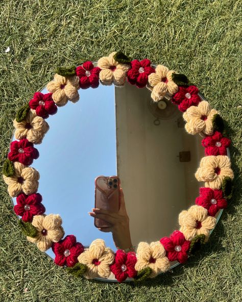 "Every mirror tells a story, this one's all about crochet✨" Crochet mirror available for preorders only🛒💌 . . . . . . . . . . { #crochet #crocheting #crocheterapia #crochemoderno #crochetersofinstagram #crochetinspiration #crochetpattern #mirrors #mirrorpic #fyp #explore #foryou #ordernow } Crochet Mirror Frame, Crochet Mirror, Crochet Things, Mirror Frame, Mirror Pic, Cute Crochet, Mirror Frames, Crochet Clothes, Crochet Projects