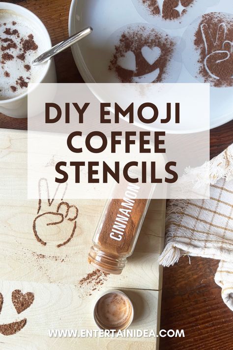 Take your latte art up a notch with this DIY emoji coffee stencil tutorial How To Make Coffee Designs, Diy Expresso, Diy Coffee Stencil, Peace Sign Emoji, How To Make Latte Art, Latte Art Tutorial, How To Make A Latte, Coffee Stencils Latte Art, Stencil Tutorial