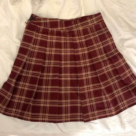 Maroon Plaid Skirt, Plaid Pleated Skirt, Plaid Skirt, Plaid Skirts, Cheer Skirts, Pleated Skirt, Plaid, Zipper, Skirt