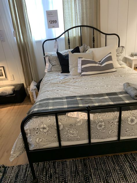 Black Metal Bedroom, Day Bed Decor, Ikea Baby Room, Black Iron Beds, Ikea Baby, Scandi Bedroom, Iron Bed Frame, Iron Bed, Dreamy Room