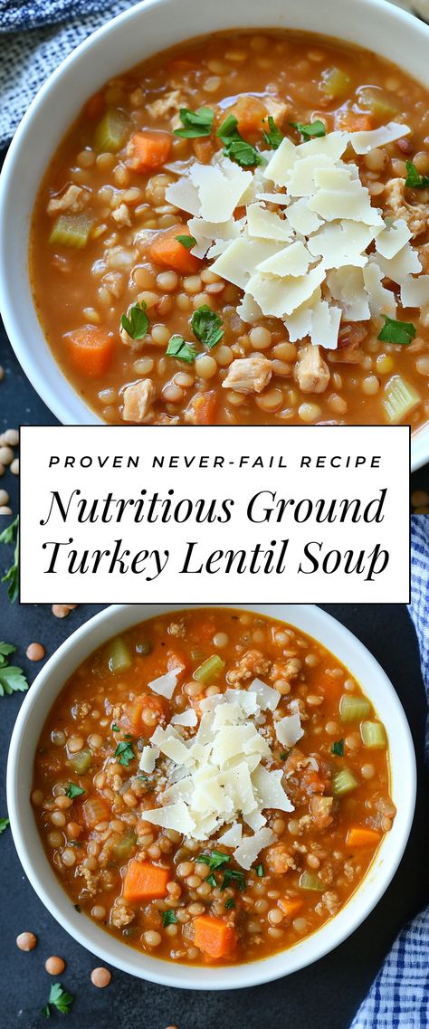 Image for Nutritious Ground Turkey Lentil Soup Ground Turkey Lentil, Ground Turkey Soup Recipes, Soup With Ground Turkey, Lentil Soup Recipe Healthy, Turkey Lentil Soup, Turkey Lentil, Ground Turkey Soup, Stews Recipes, Turkey Soup Recipe