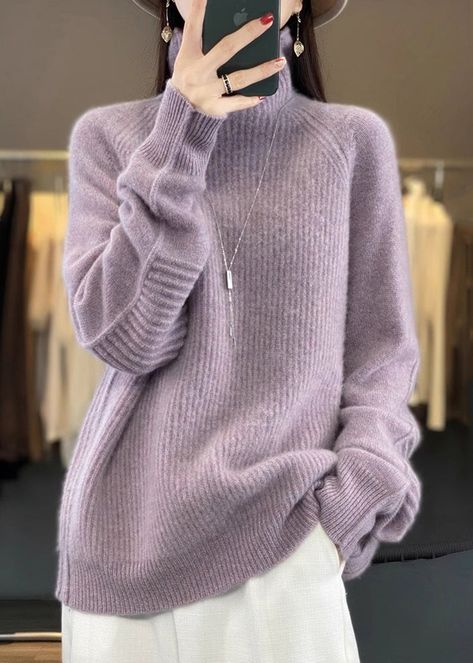 Purple knit dress