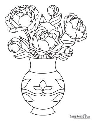 Flower Vase Drawing, فنسنت فان جوخ, Flower Coloring Sheets, Bunny Coloring, Printable Flower Coloring Pages, Dolphin Coloring Pages, Doodle Paint, Fruit Coloring Pages, Printable Flower