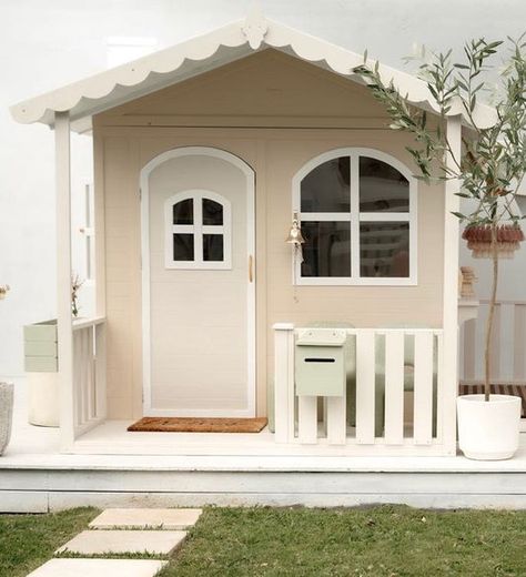 Large Arched Windows, Backyard Play Spaces, Kids Cubby Houses, Indoor Playground Design, Garden Playhouse, Backyard Playhouse, Wendy House, Pastel Home Decor, Kids Outdoor Furniture