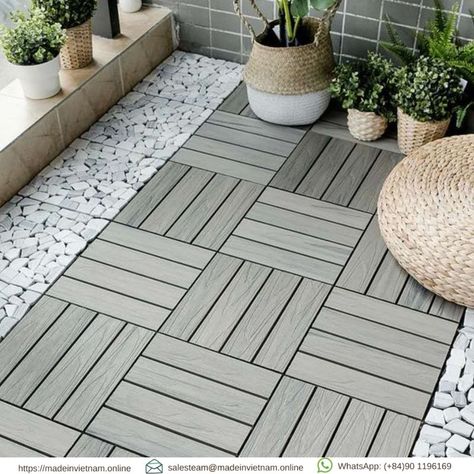 Outdoor Tile Patio, Balcony Tiles, Wpc Flooring, Balcony Ideas House, Potted Plants Patio, Tiles Diy, Wooden Patio Furniture, Balcony Ideas Indian, Wpc Decking