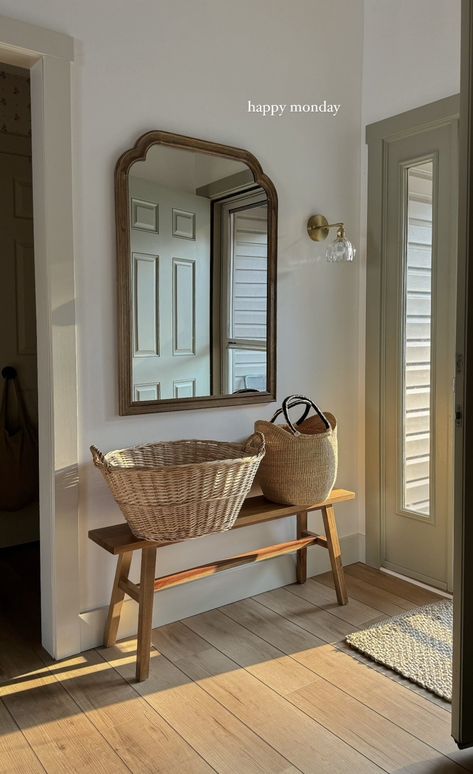 Front Door Hallway Decor, Townhome Entrance Decor, Entryway Ideas Window, Entryway Den Ideas, Front Doorway Ideas Entryway, Cottage Apartment Aesthetic, Entry Way Inspirations, Front Entrance Ideas, Entry Way Ideas