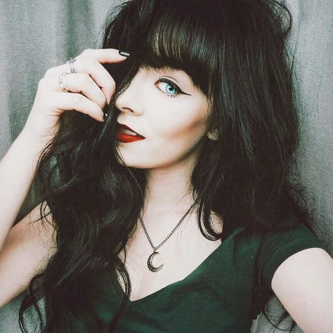 I like you a lot. Bby crescent necklace from @axandapple  by jaglever Halloween Witchy Black Choker, Black Witchy Choker Necklace, Crescent Necklace, I Like You, Hairstyles With Bangs, Style Icon, Like You, Black Hair, Bangs