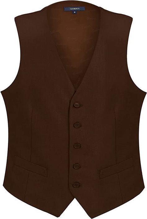 Brown Vest Outfit, Brown Vest Men, Cowboy Attire, Navy Blue Vest, Solid Dress Shirt, Tweed Vest, Mens Suit Vest, Vest Outfit, Brown Vest