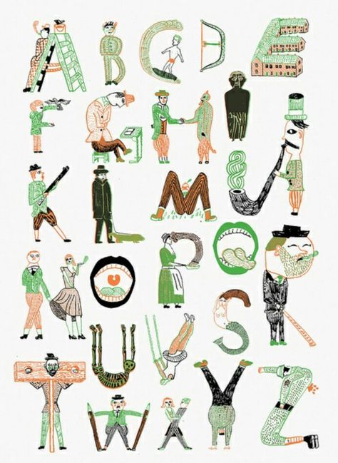 abc's Letter People, Illustrated Alphabet, Alphabet Drawing, 달력 디자인, Design Alphabet, Abc Art, Abc Poster, Typography Alphabet, Alphabet Soup