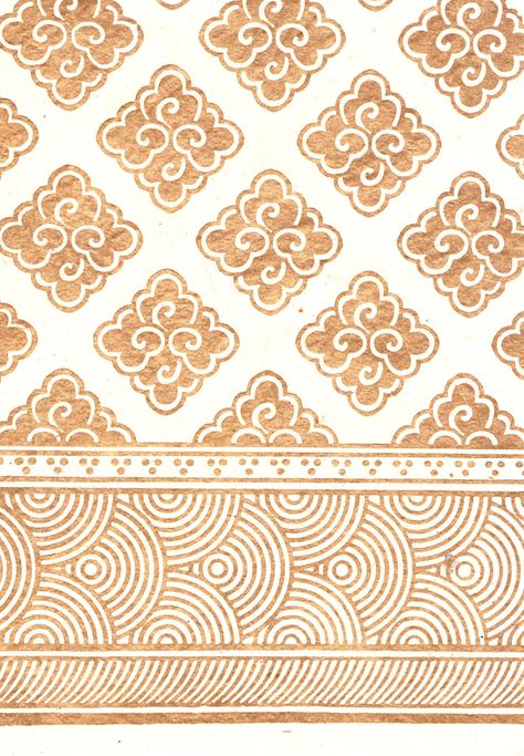 Another wallpaper option (handblocked Lotka paper, inspired by Tibetan motifs - made + designed in Bhaktapur Nepal) Golden Clouds, Technology Design Graphic, Collarbone Tattoo, Japan Painting, Indian Patterns, Mandala Design Pattern, Tibetan Art, Japanese Patterns, China Art