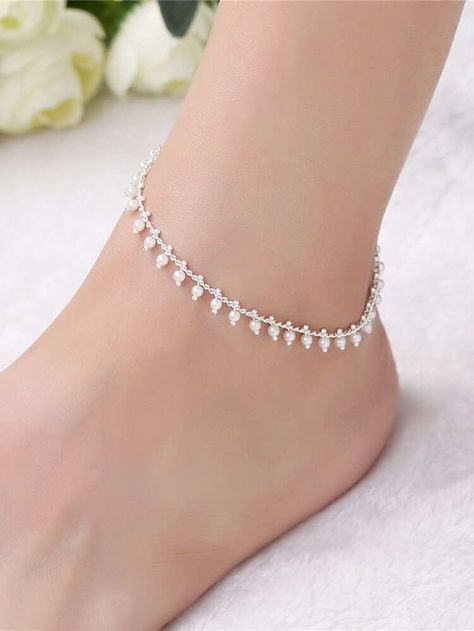 Get discounts for Faux Pearl Decorated Chain Anklet and find more styles you'll enjoy.✓Students get an extra 15% off.✓Free Shipping on orders over CA$49+ Ankelate Design, Jhanjar Anklets, Latest Silver Anklet Designs, Anklets Design, Anklet Design, Silver Chain Anklet, Silver Anklets Designs, Silver Strand, Beautiful Anklet