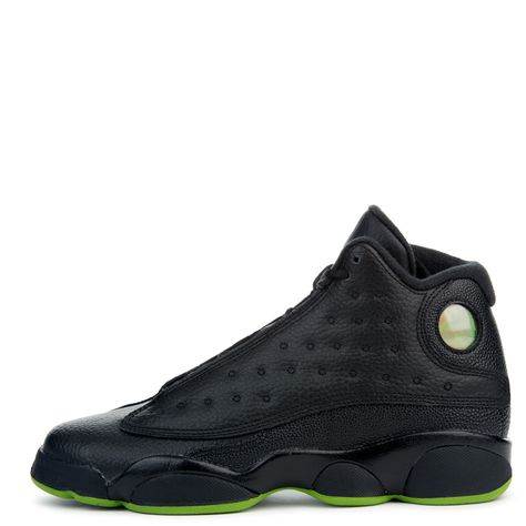 Jordan Jordan 13 Retro Black/altitude Green Basketball Shop, Green Jordans, Jordan 13 Retro, Green Brands, Sneaker Games, Jordan 13, Shoe Size Conversion, Green And Black, All Black Sneakers