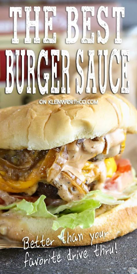 Caramelized Onion Burger, Burger Sauces, Best Burger Sauce, Recipe Using Zucchini, Hamburger Sauce, Burger Sauces Recipe, Best Burger Recipe, Juicy Burger, Onion Burger