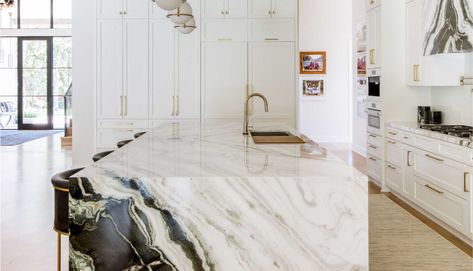 Stone Boutique Bianco Laser Macchia Vecchia Kitchen Panda Granite Kitchen, Basement Suite Ideas, Modern Kitchen Renovation, Italian Stone, Marble Interior, Basement Inspiration, Sleek Kitchen, Floor Remodel, White Kitchen Design